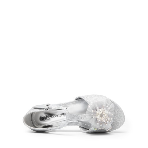 Girls Sandals Floral-Embellished Glitter Featuring a Low Heel T-Strap Design - Picture 5 of 22