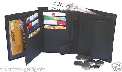 Mens RFID BLOCKING Real Leather Wallet Credit Card Holder Coin Purse 503 Black