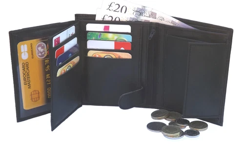 Mens RFID BLOCKING Real Leather Wallet Credit Card Holder Coin Purse 503 BlackOpens in a new window or tab