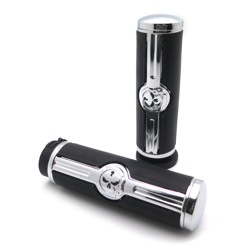Skull 1" Hand grips For Harley Davidson 1996-later VRSC XL XR Dyna Softail - Image 2 of 4