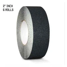 6 PACK 2" x 60FT BLACK ROLL SAFETY NON SKID TAPE ANTI SLIP GRIP SAFE GRIT
