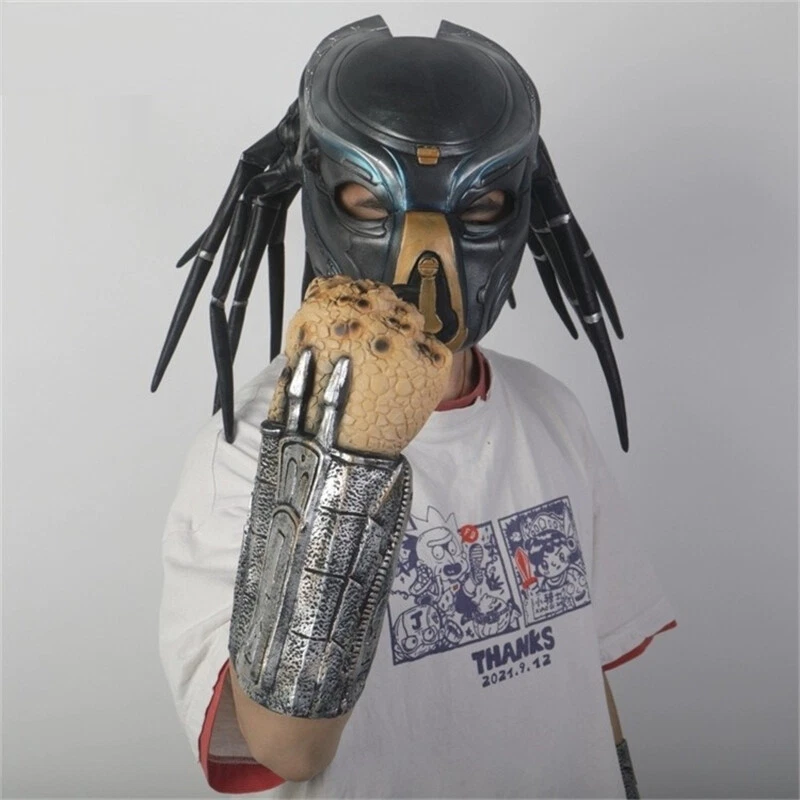 Predator Latex Mask Gloves Halloween Cosplay Costume Props Show Headgear Helmet - Image 3 of 4