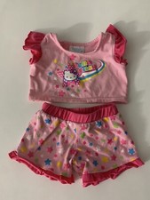 Build A Bear Hello Kitty Sanrio Pink Stars and Rainbow Top  Shorts Pajamas Set