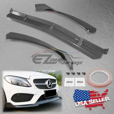 For 15-18 Mercedes-Benz C-Class W205 Carbon Fiber Front Bumper Lip Body Kit 3pcs
