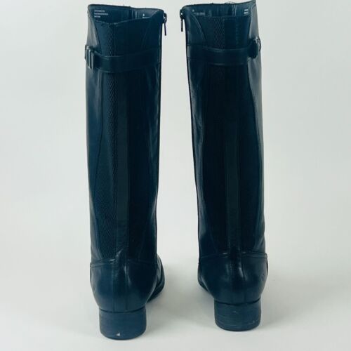 Botas de montar Born negras de tela de cuero para mujer 8M hasta la rodilla con hebilla y cremallera - Imagen 4 de 11