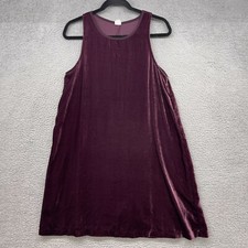 GAP Women Mini Dress Red Velvet A-Line Sleeveless Crew Neck Polyester Size M