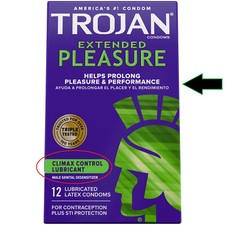 Trojan Extended Pleasure Condoms CLIMAX CONTROL Desensitizer 12 Pack RETAIL BOX
