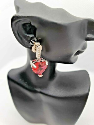  Damen Ohrringe Sterling Silber 925, rhodiniert, roter Rubin