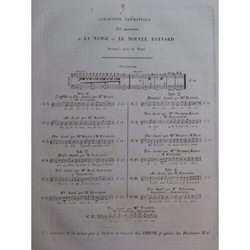 AUBER D. F. E. La Neige ou Le Nouvel Eginard No 9 Chant Harpe ou Piano ca1825 - Photo 1/4