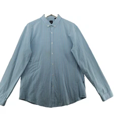 Hugo Boss Slim Fit Men's Size XL Blue Check Cotton Long Sleeve Casual Shirt