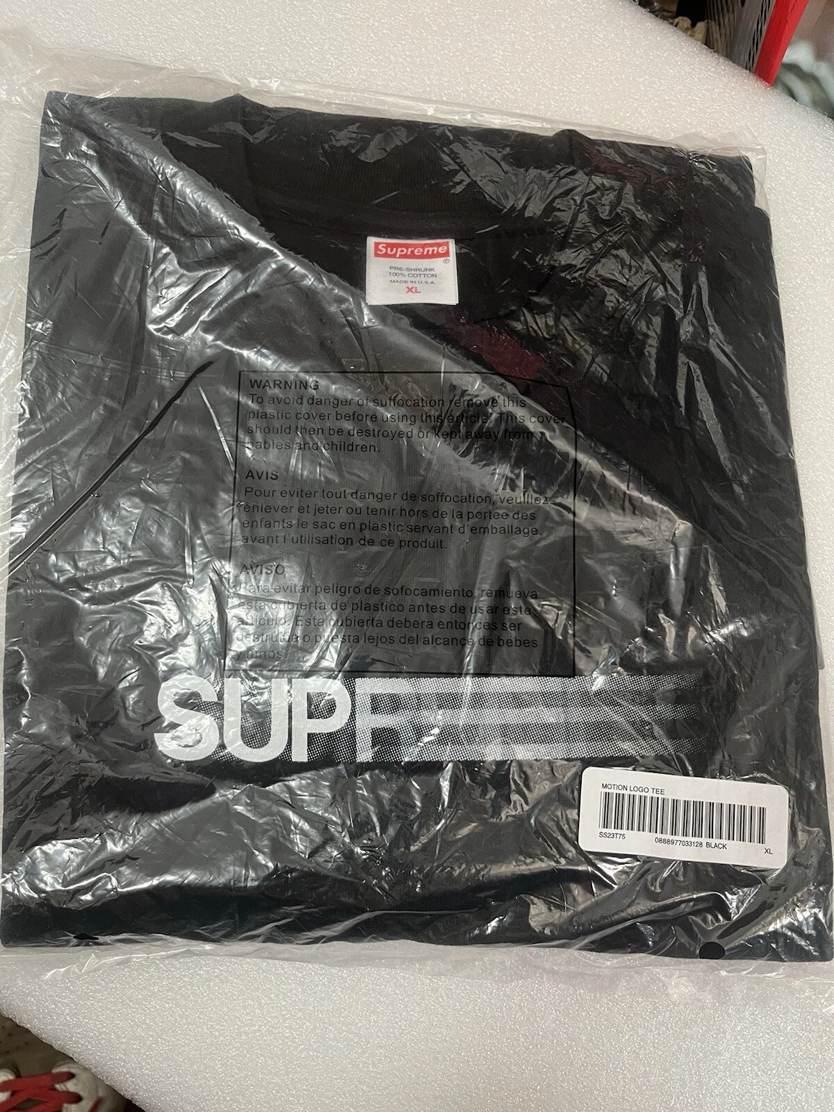 Tee shirt noir logo Supreme Motion neuf authentique