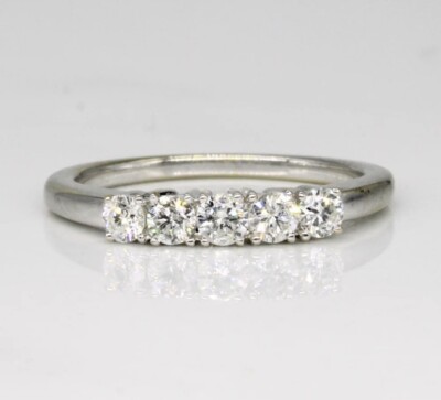 Ladies 5 Stone 3mm Real Diamond Silver Ring