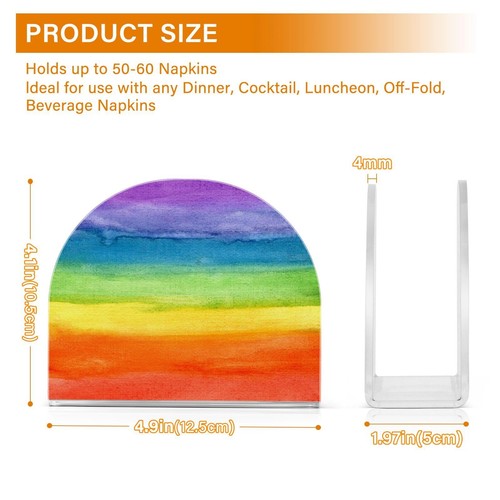 Napkin Holder for Table Colorful Stripe Rainbow Acrylic Napkin Holder for Par... - Picture 3 of 8