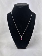 Collar de cadena de plata de ley 925 de 18" de largo con colgante de gemas individuales rosa de 0,75"
