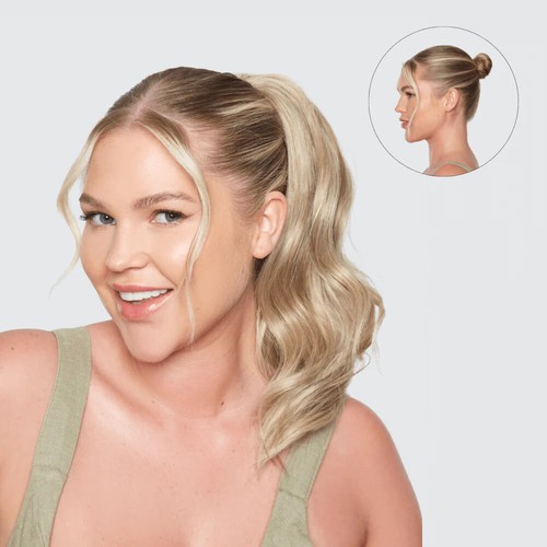 Stranded Medium Wand Wave Ponytail hairpiece Clamp and Drawstring - Picture 2 of 29