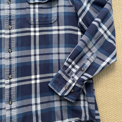 Eddie Bauer Flannel Shirt Men’s XL Blue/Gray/White Plaid 100% Cotton Long Sleeve - Picture 4 of 8