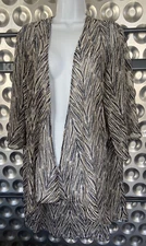 G Collection Plus Size 1X  Semi Sheer 3/4 Sleeve Longer Length Vest Overlay