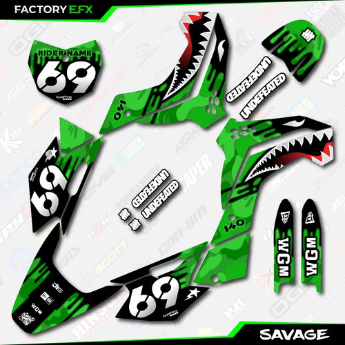 Green Savage Graphics Kit fits Kawasaki 08-18 KLX140 KLX 140 Decals - Foto 5 di 5