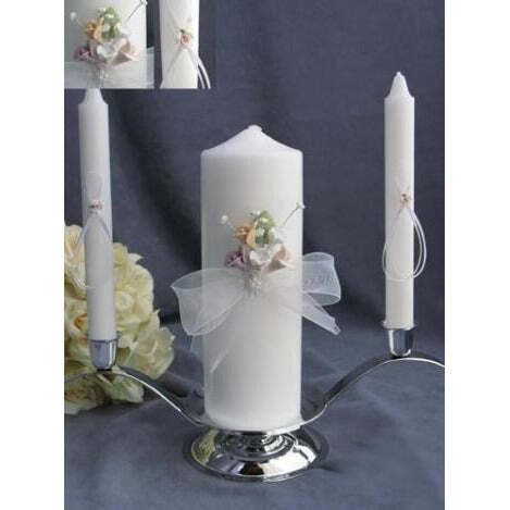 Pastel Porcelain Rose Wedding Unity Candle Set - Picture 1 of 1