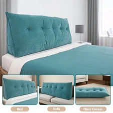 Bed Wedge Pillow for Headboard, Cotton Pillow King/Queen,Green