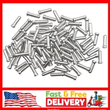 100 Bike Cable End Cap Silver Brake Shifter Wire Crimp Mountain Bicycle Aluminum