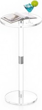 Acrylic Drink Table, Small Round Side Table with Solid Post, Modern