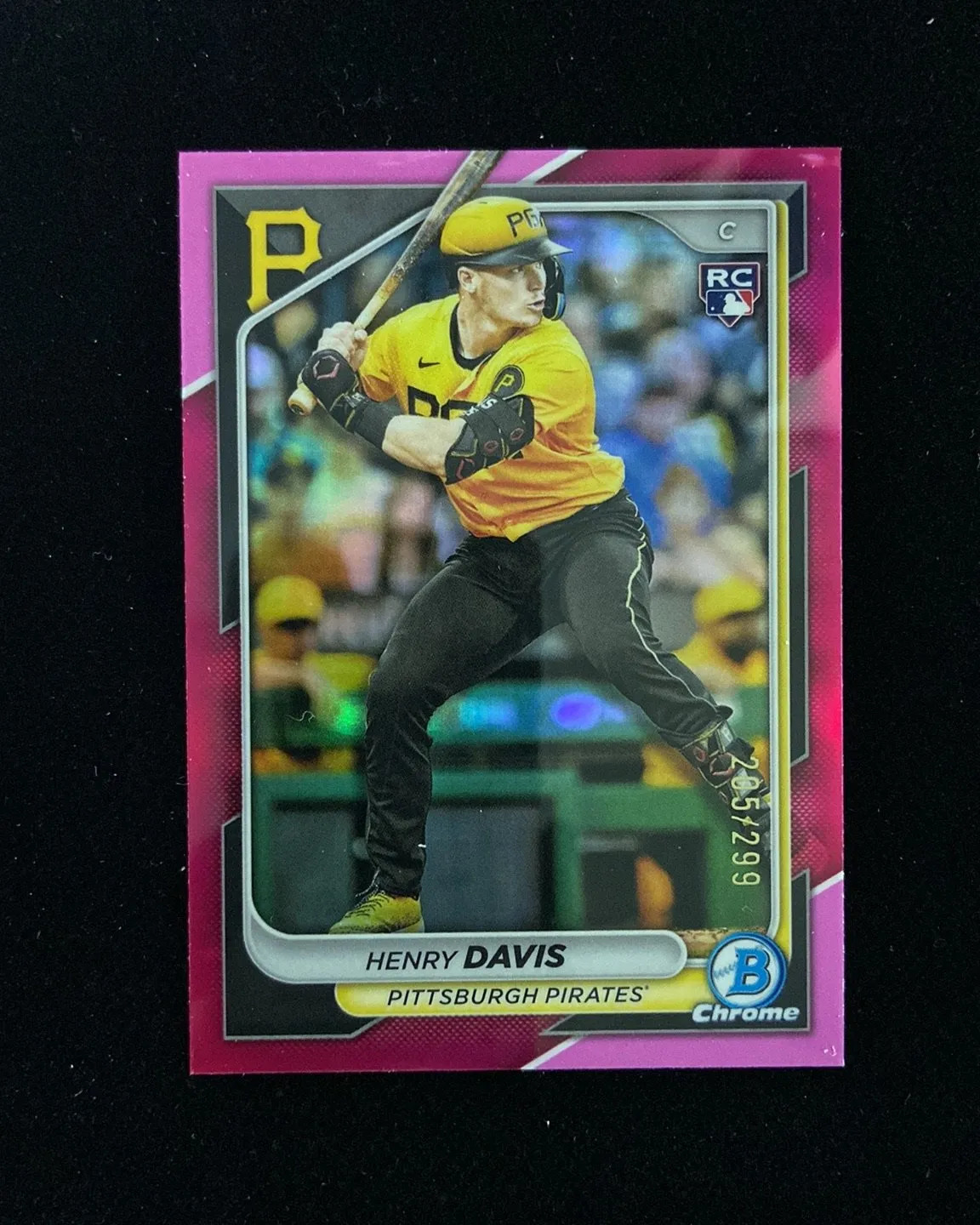 2024 Bowman Chrome Fuchsia #7 Henry Davis RC Rookie 205/299 Pirates N16