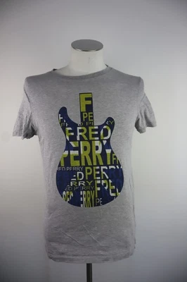 FRED PERRY T-Shirt Homme Manches Courtes Coton Logo Gris Taille S Vintage - Photo 1/4