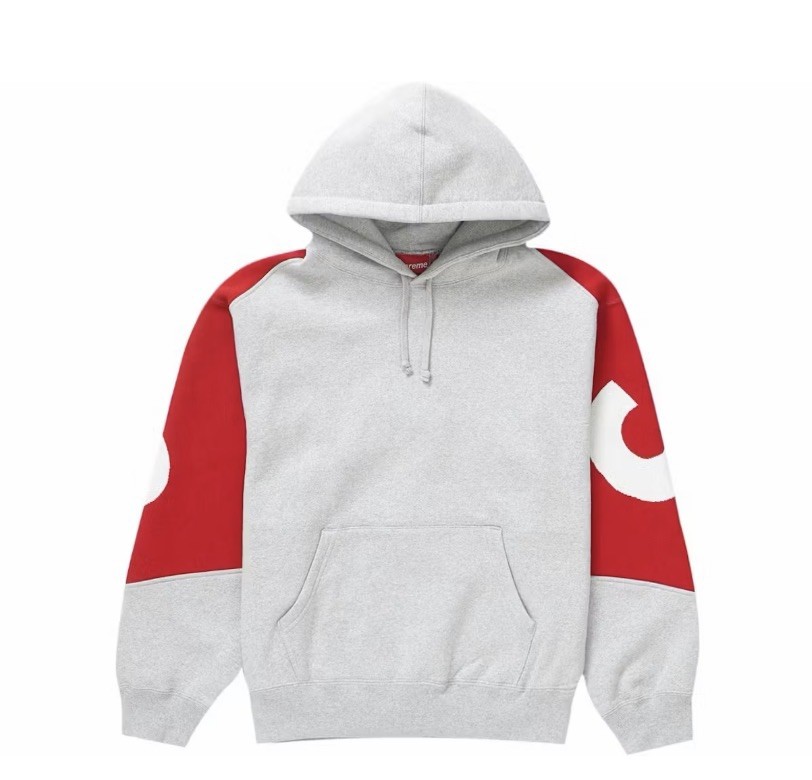 Supreme Red/Grey Jacquard Hoodie Big Logo Size Large Brand New