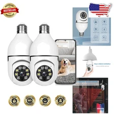 Wireless Bulb Camera 2pk HD 1080p, 5GHz/2.4GHz WiFi, Motion Alert, Night Vision