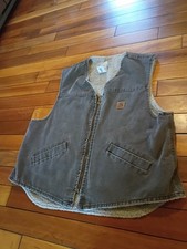 Vintage Carhartt V13 CHT brown sherpa work wear vest XL