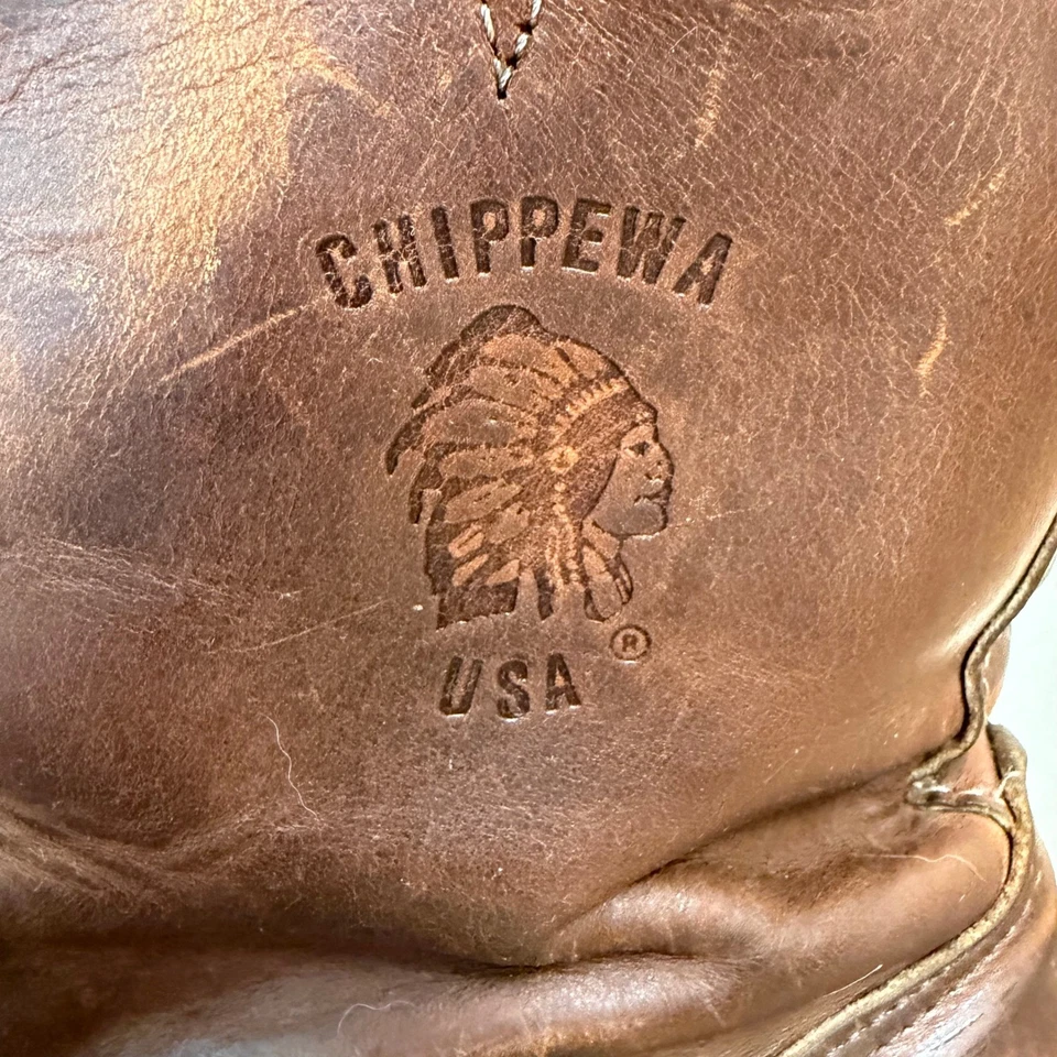 Vtg Rare Chippewa Mens Brown Leather Motorcycle Engineer Boots distressed 10 D - Image 2 of 4