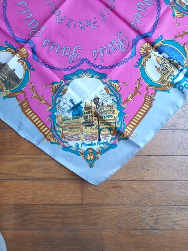Foulard scarf carré Rose & Gris Paris Versailles Tour Eiffel Moulin Rouge Sacré - Imagen 5 de 14