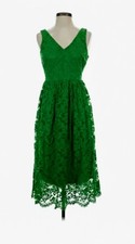 Simply Vera Vera Wang Green Lace A-Line Midi Dress XXL V-Neck Sleeveless Zip