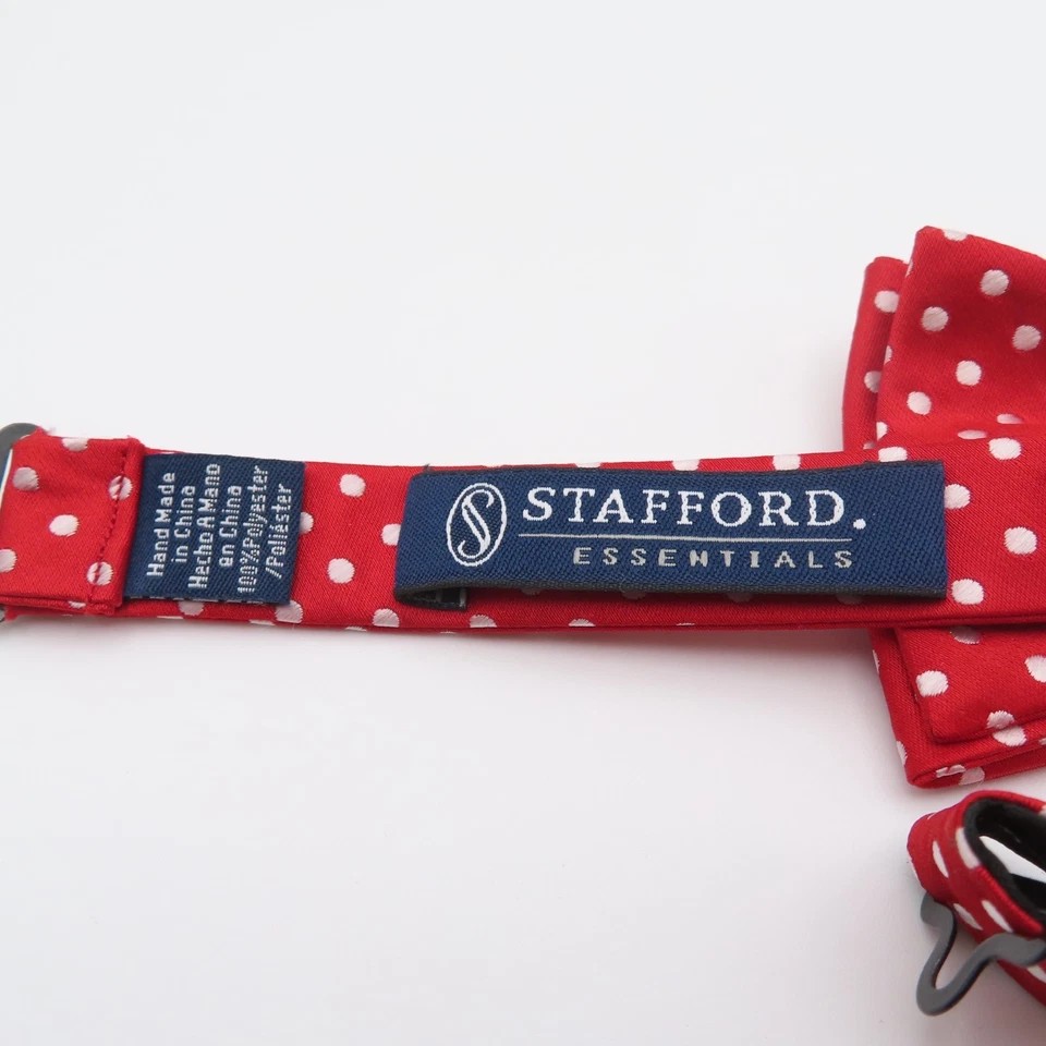 Галстук-бабочка Stafford полиэстер красно-белый в горошек ширина 2,5 дюйма предварительно завязанные предметы первой необходимости - Изображение 3 из 4
