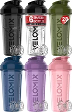 VELOMIX -6 PACK- 28 OZ Protein Shaker Bottles for Protein Mixes, Shaker Cups for