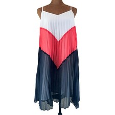 Vince Camuto Dress Women's XS Pleated Chevron Colorblock Spaghetti Strap NWOT