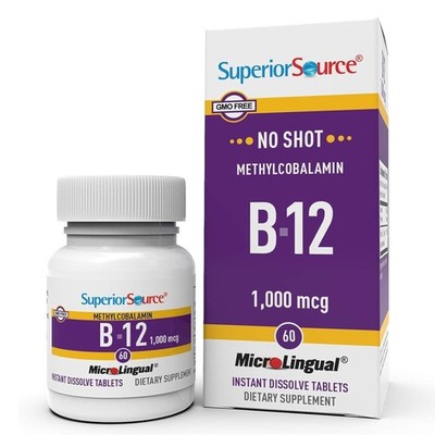 Superior Source No Shot Methylcobalamin B-12 1,000 mcg - 60 Count (Pack of 1) 