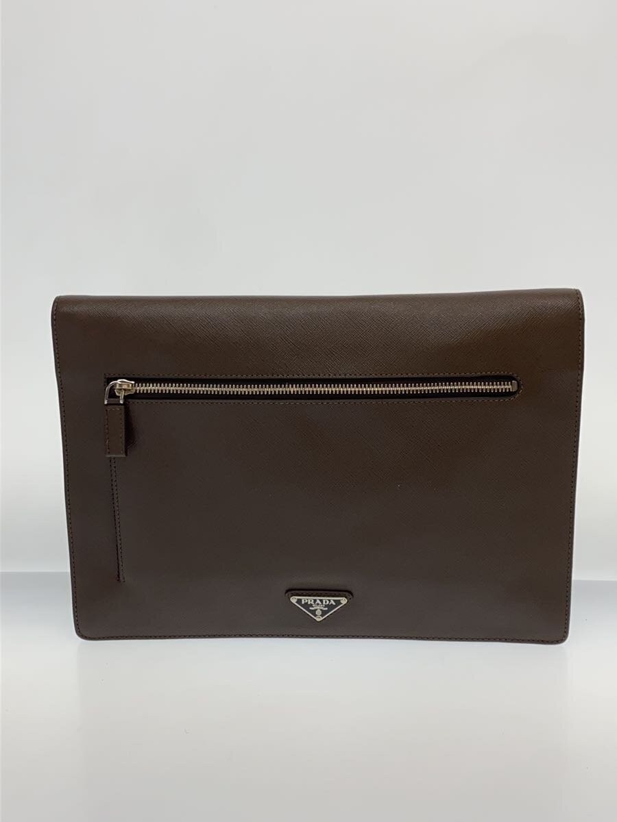 PRADA SAFFIANO TRAVEL Saffiano Clutch Bag PVC BRW Plain VR0089 thumbnail 3