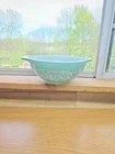 Pyrex Promotional 4 Quart 1960s Teal Fruit Salad Pattern Cinderella Bowl #444