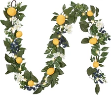 Valery Madelyn Summer Lemon Garland for Mantle with Lights, 6FT Spring Fake Frui