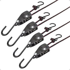1/4" Tie Down Ratchet Straps: 4 Pack of Heavy Duty Kayak Storage Hangers - Ra...
