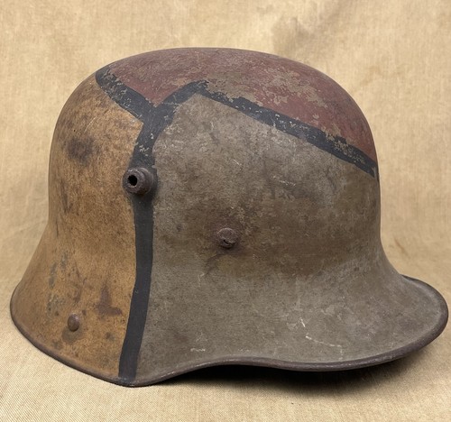 Original WWI Imperial German Army M1916 1916 Helmet Camouflage Painted WW1