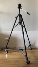 SLIK 505QF Video Camera Tripod with Pan Head And SLIK U700 Universal Dolly