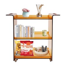 PC Cart with Wheels, Rolling Serving Cart, Mobile PC Rolling Cart Dark Brown US