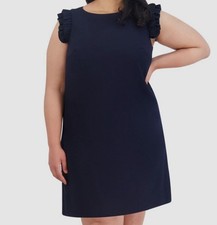 Jessica Howard Women's Blue Ruffle-Shoulder Shift Dress Plus Size 20W