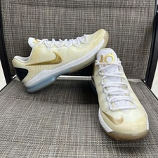 Nike KD 5 Elite Men's 11 Sneakers Shoes White Gold 585385-100 Kevin Durant