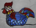 Tiffany Style Stained Glass Rooster Chicken Table Lamp Light 12" L x 10" H x 5"W