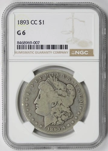 1893-CC Morgan Dollar Silver $1 Good G 6 NGC