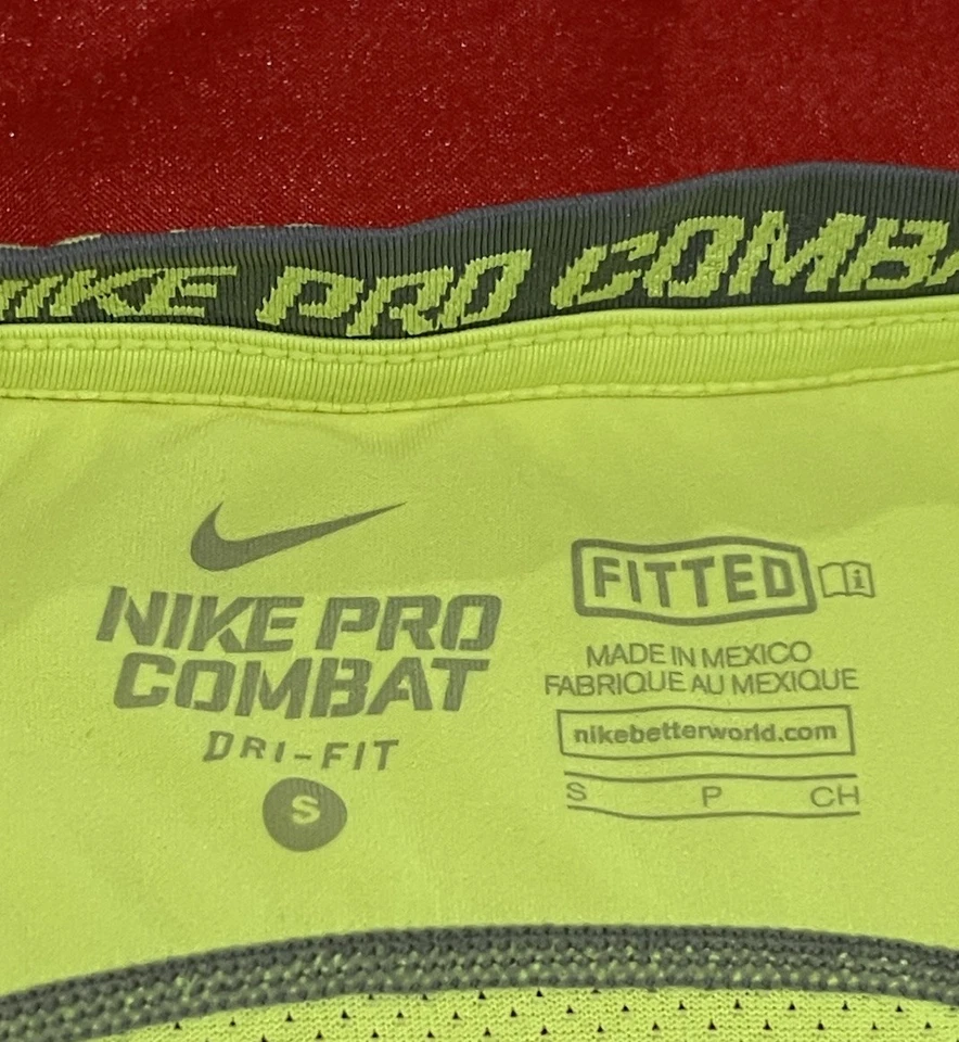 Camisa Dri-Fit ajustada Nike Pro Combat United States Air Force para hombre verde neón S Foto 3 de 4